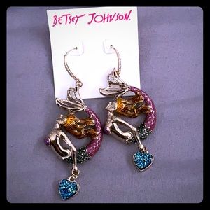 Betsey Johnson mermaid carrying heart earrings